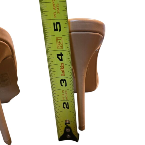 FASHION NOVA Nude Pointed Toe Mule Stiletto Heels sz 10 - Picture 7 of 8